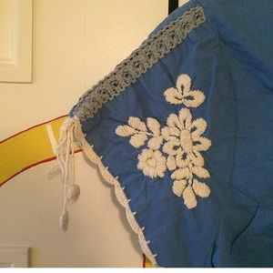 Blue embroidered top